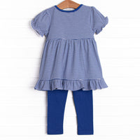 Friday Night Football Applique Legging Set, Blue