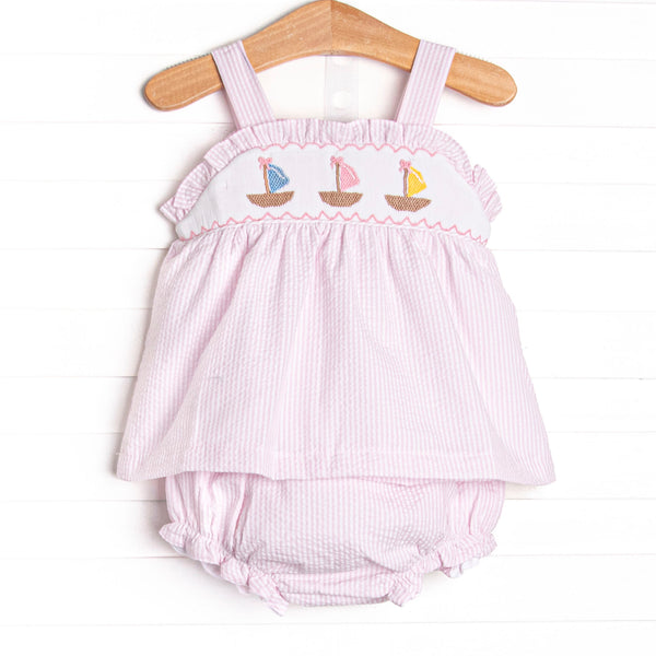 Ocean Adventure Smocked Diaper Set, Pink
