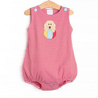 Beach Ball Bud Applique Bubble, Red