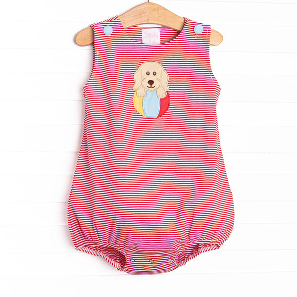 Beach Ball Bud Applique Bubble, Red