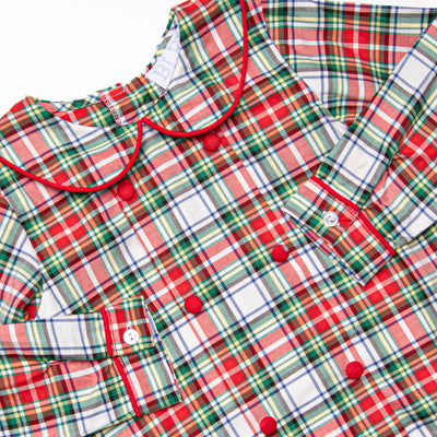 Bleu: Clark Classic Long Sleeve Short Set, Red Plaid