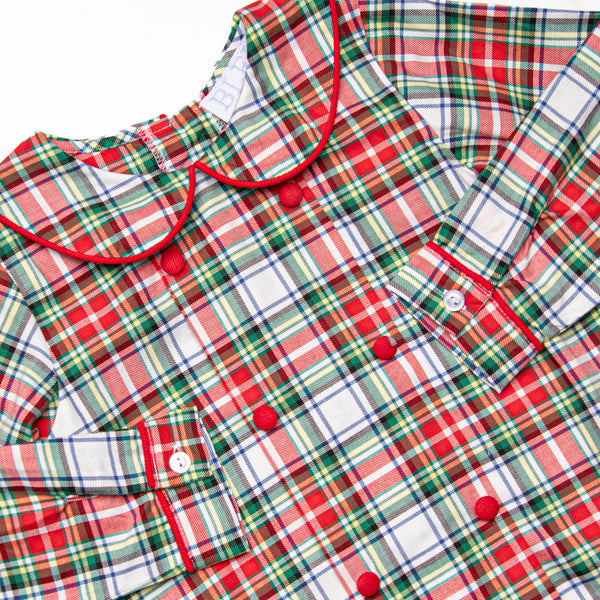 Bleu: Clark Classic Long Sleeve Short Set, Red Plaid