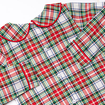 Bleu: Clark Classic Long Sleeve Short Set, Red Plaid