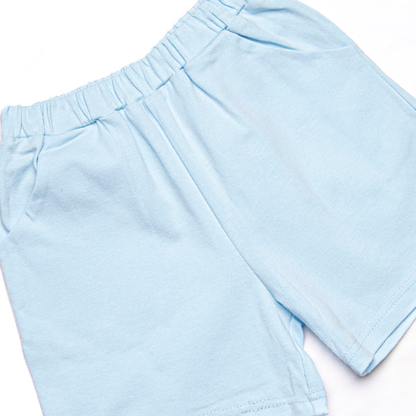 Pup In The Patch Applique Long Sleeve Short Set, Blue
