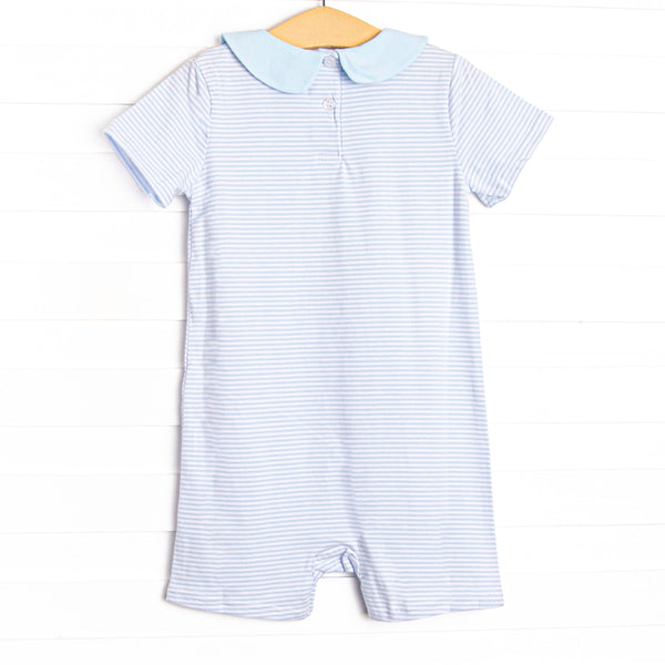 Blue Sea Stinger Applique Short Romper, Blue