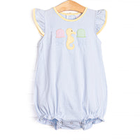 Jellyfish Fields Applique Flutter Sleeve Bubble, Blue