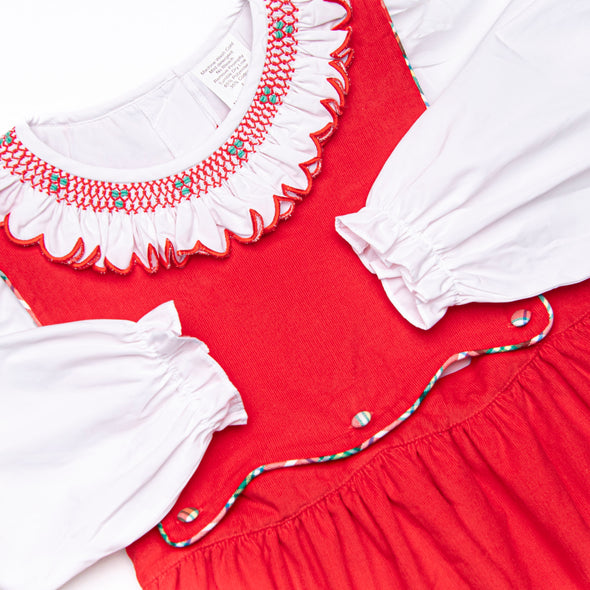 Bleu: Colette Classic Smocked Dress Set, Red Corduroy