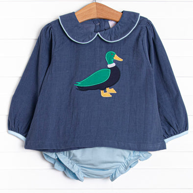 Mid-season Mallard Applique Diaper Set, Blue