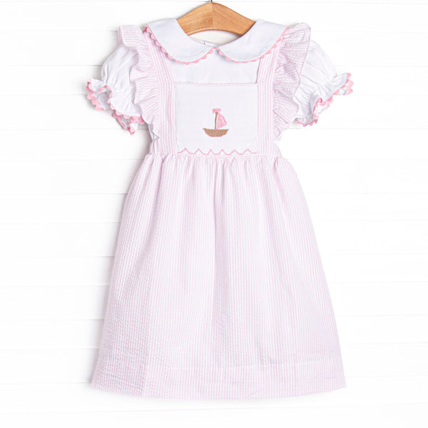 Ocean Adventure Smocked Dress Set, Pink