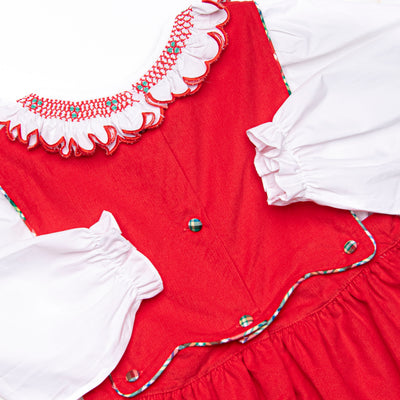 Bleu: Colette Classic Smocked Dress Set, Red Corduroy