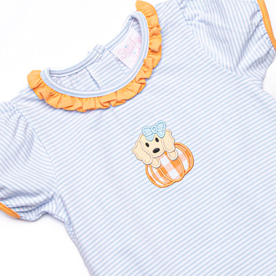 Pup In The Patch Applique Girl Bubble, Blue