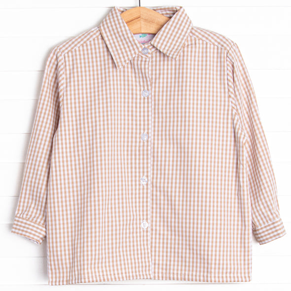 Classic Connor Top, Tan Gingham