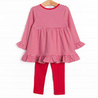 On the Tree Traditions Applique Legging Set, Red