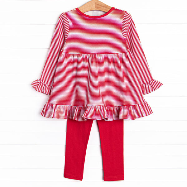 On the Tree Traditions Applique Legging Set, Red