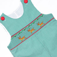 Rudolph's Runway Smocked Jon Jon, Green