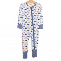 Road Work Rush Bamboo Zippy Pajama, Blue