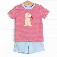 Apple Pickin' Pal Applique Short Set, Red