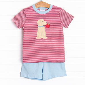 Apple Pickin' Pal Applique Short Set, Red