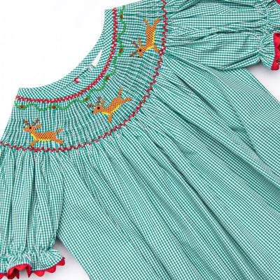 Rudolph's Runway Smocked Bubble, Green