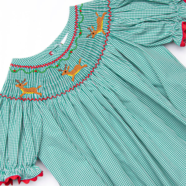 Rudolph's Runway Smocked Bubble, Green