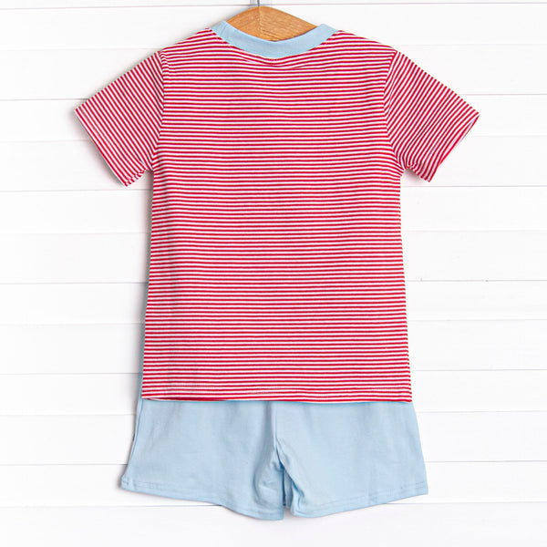Apple Pickin' Pal Applique Short Set, Red