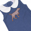 Pointer Pup Applique Long Jon Jon, Navy Corduroy