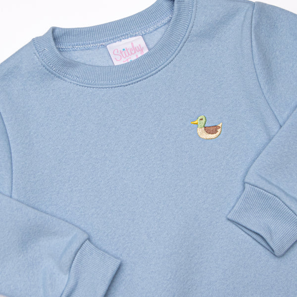 Quack Quack Embroidered Sweatshirt, Blue
