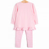 Rosebud Bow Applique Legging Set, Pink