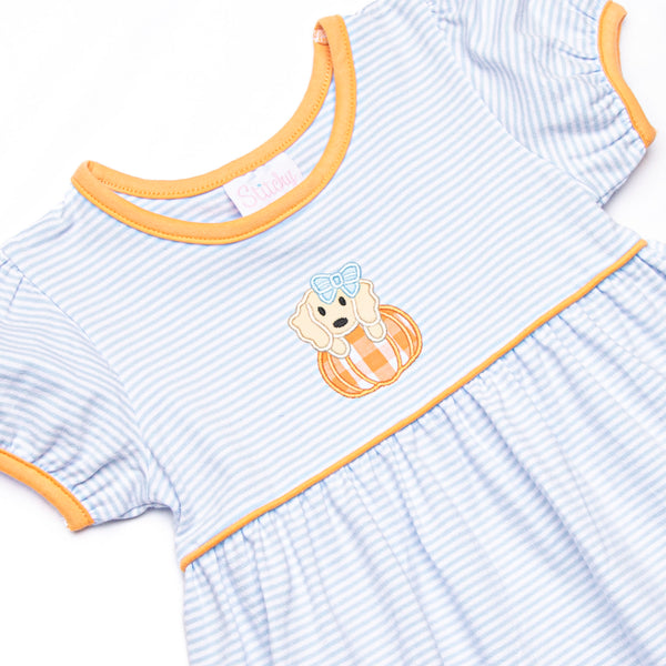 Pup In The Patch Applique Dress, Blue