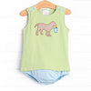 Sand Pail Pup Applique Diaper Set, Green