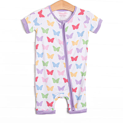 You Give Me Butterflies Bamboo Short Zippy Pajama, Purple