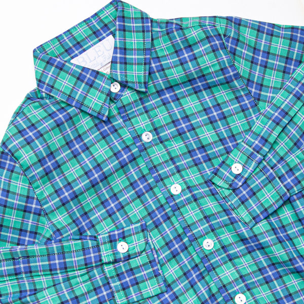 Bleu: Conrad Classic Button-Up Shirt, Blue and Green Plaid