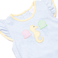 Jellyfish Fields Applique Flutter Sleeve Bubble, Blue