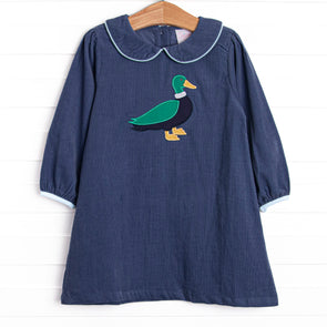 Mid-season Mallard Applique Dress, Blue