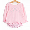 Rosebud Bow Applique Diaper Set, Pink