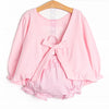 Rosebud Bow Applique Diaper Set, Pink