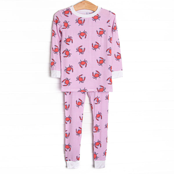 East Coast Crabs Bamboo Pajama Set, Pink