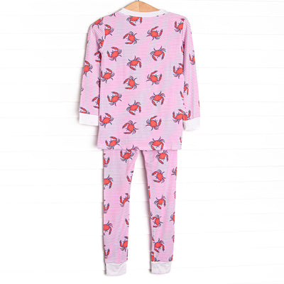East Coast Crabs Bamboo Pajama Set, Pink