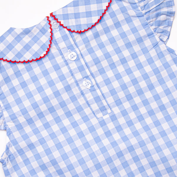 Ally Apple Embroidered Dress, Blue