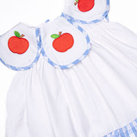 Apple Peel Petals Embroidered Diaper Set, Blue