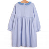 Blakely Bow Pima Embroidered Long Sleeve Dress, Blue