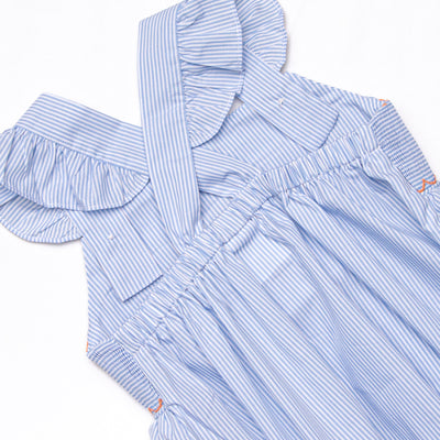 Marlin Marina Smocked Ruffle Bubble, Blue