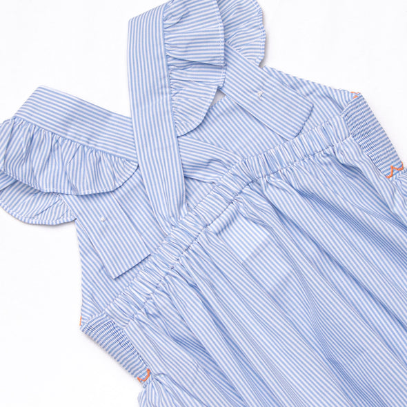 Marlin Marina Smocked Ruffle Bubble, Blue