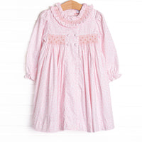 Bleu: Merritt Smocked Long Sleeve Dress, Pink