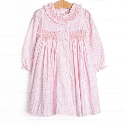 Bleu: Merritt Smocked Long Sleeve Dress, Pink