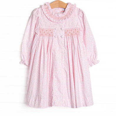 Bleu: Merritt Smocked Long Sleeve Dress, Pink