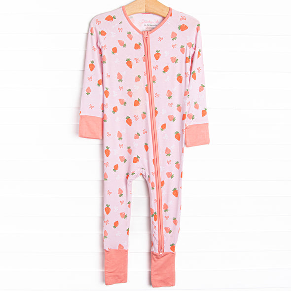 Berry Bow Bamboo Zippy Pajama, Pink