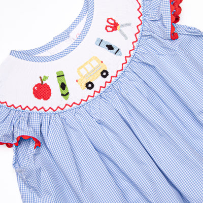 My First Day Smocked Bishop Dress, Blue
