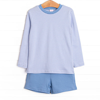Blakely Pima Long Sleeve Short Set, Blue