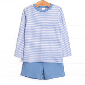 Blakely Pima Long Sleeve Short Set, Blue